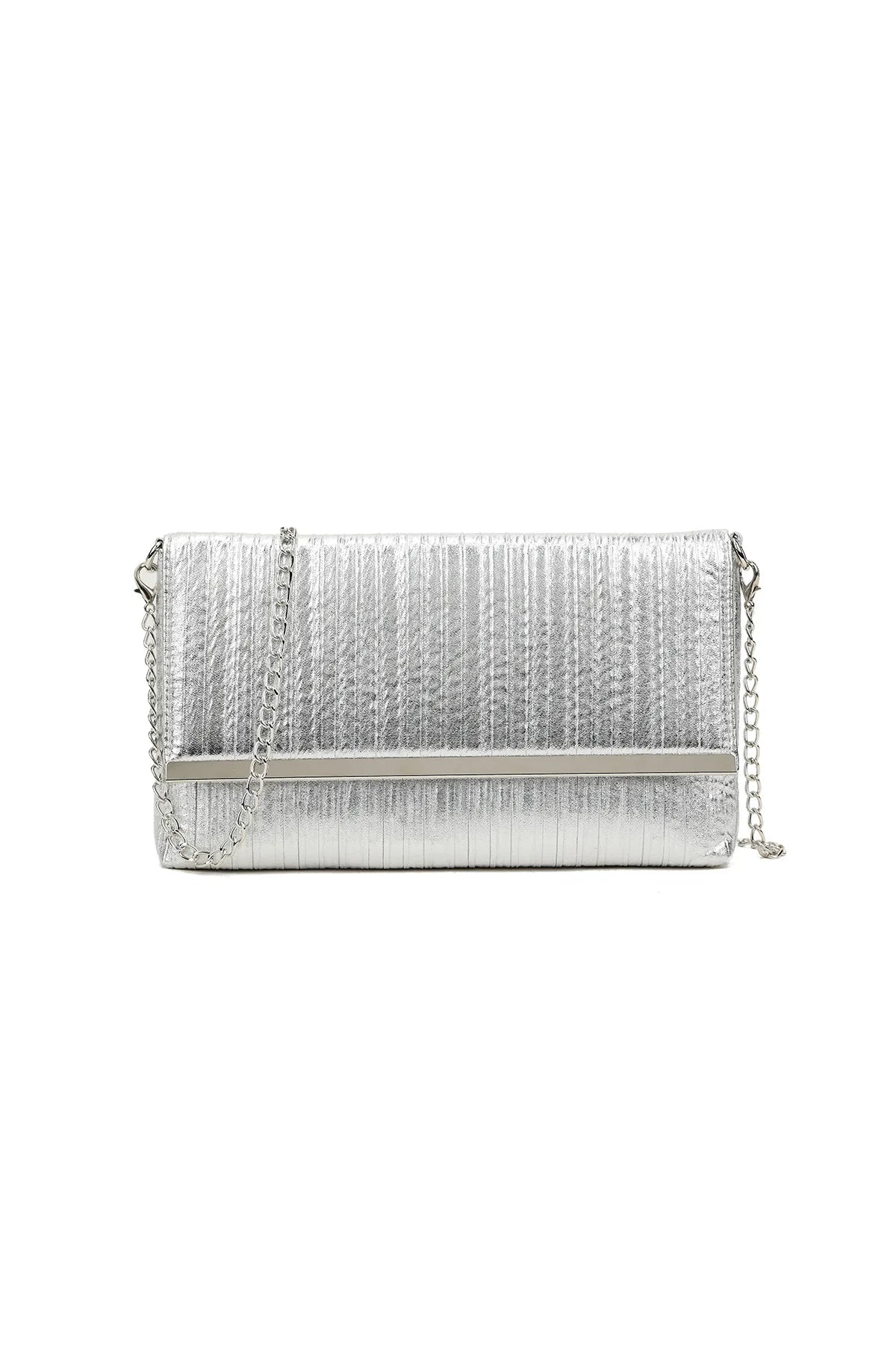 Silver Pleated Clutch Bag-1