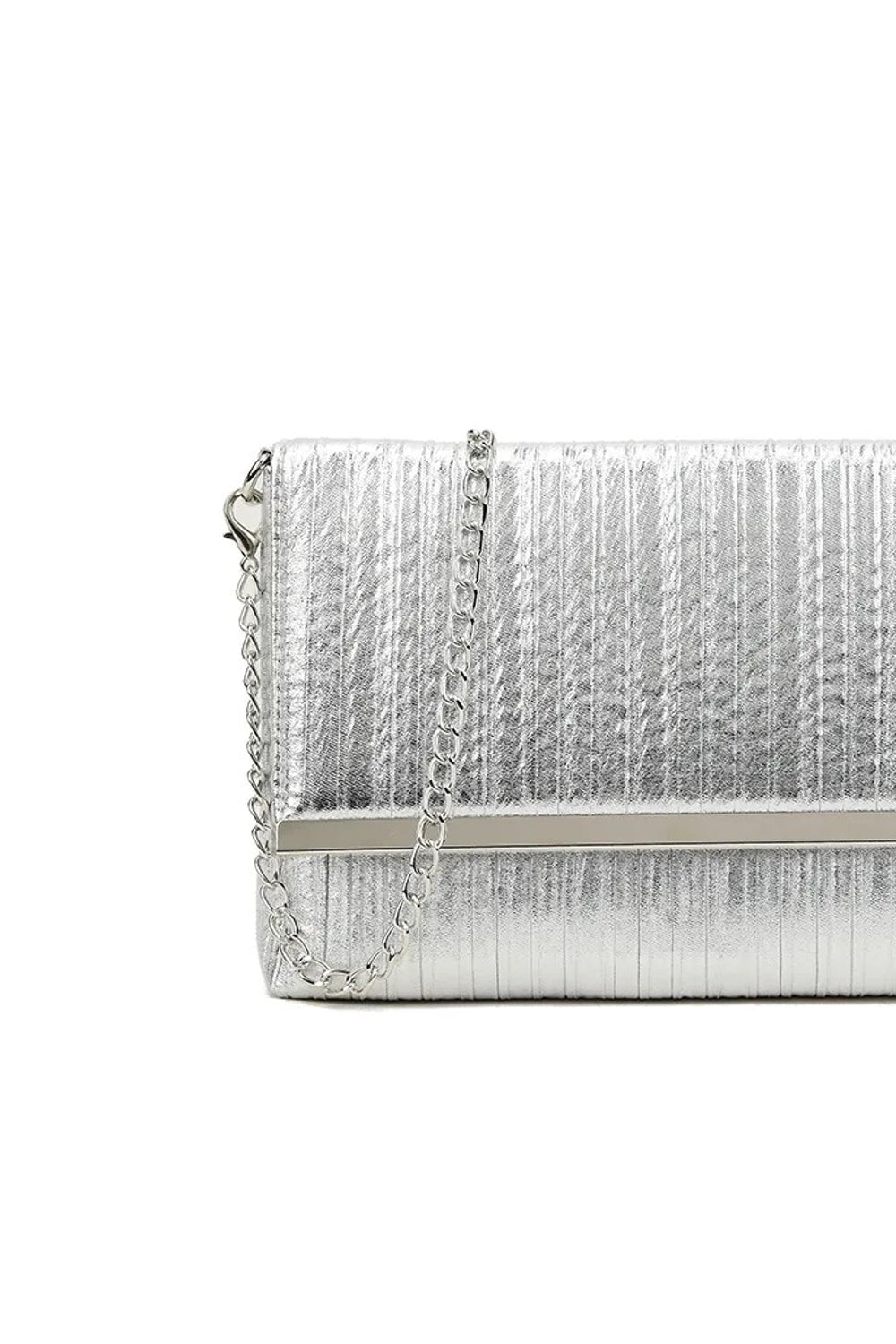 Silver Pleated Clutch Bag-2