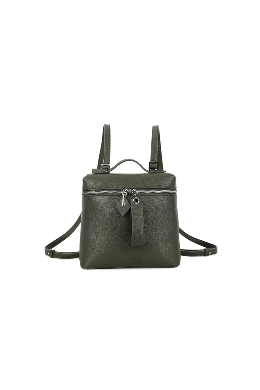 Olive Green Faux Leather Backpack-0