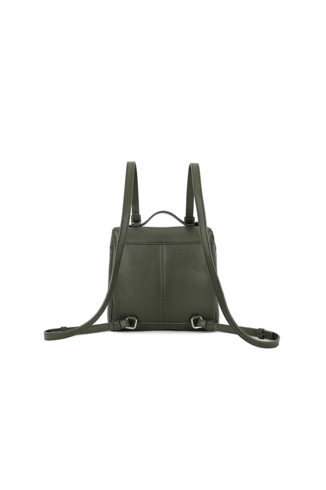 Olive Green Faux Leather Backpack-2