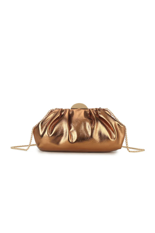Bronze Ruched Clutch Bag-0