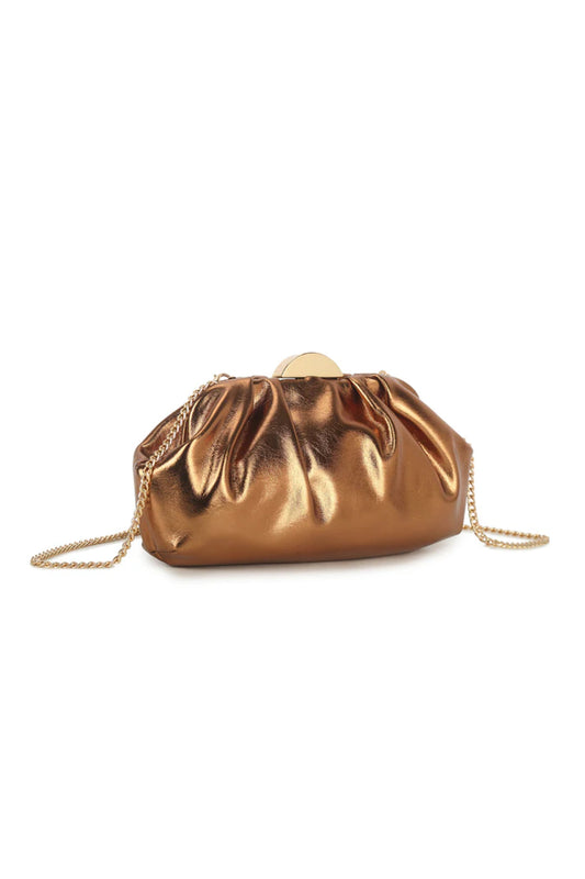 Bronze Ruched Clutch Bag-1