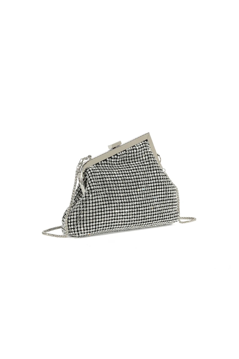 Silver Diamante Asymmetric Evening Bag-1