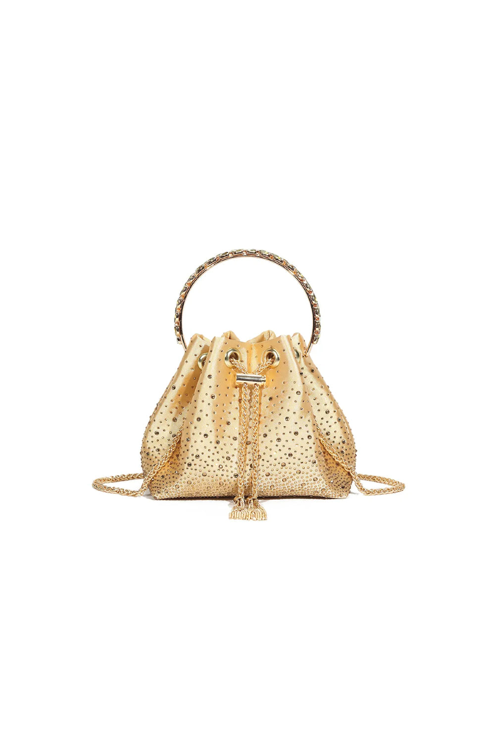 Gold Embellished Top Handle Evening Bag-0