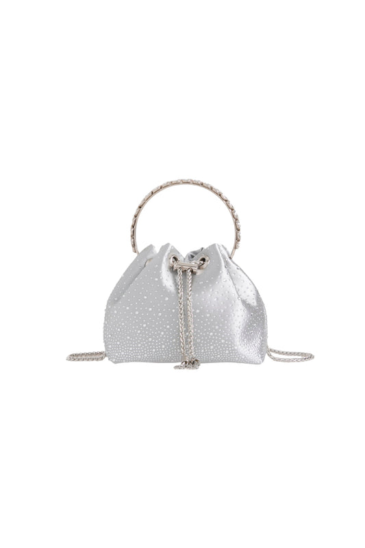 Silver Embellished Top Handle Evening Bag-0