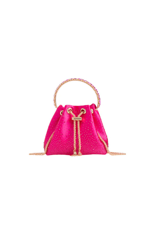 Fuchsia Embellished Top Handle Evening Bag-0