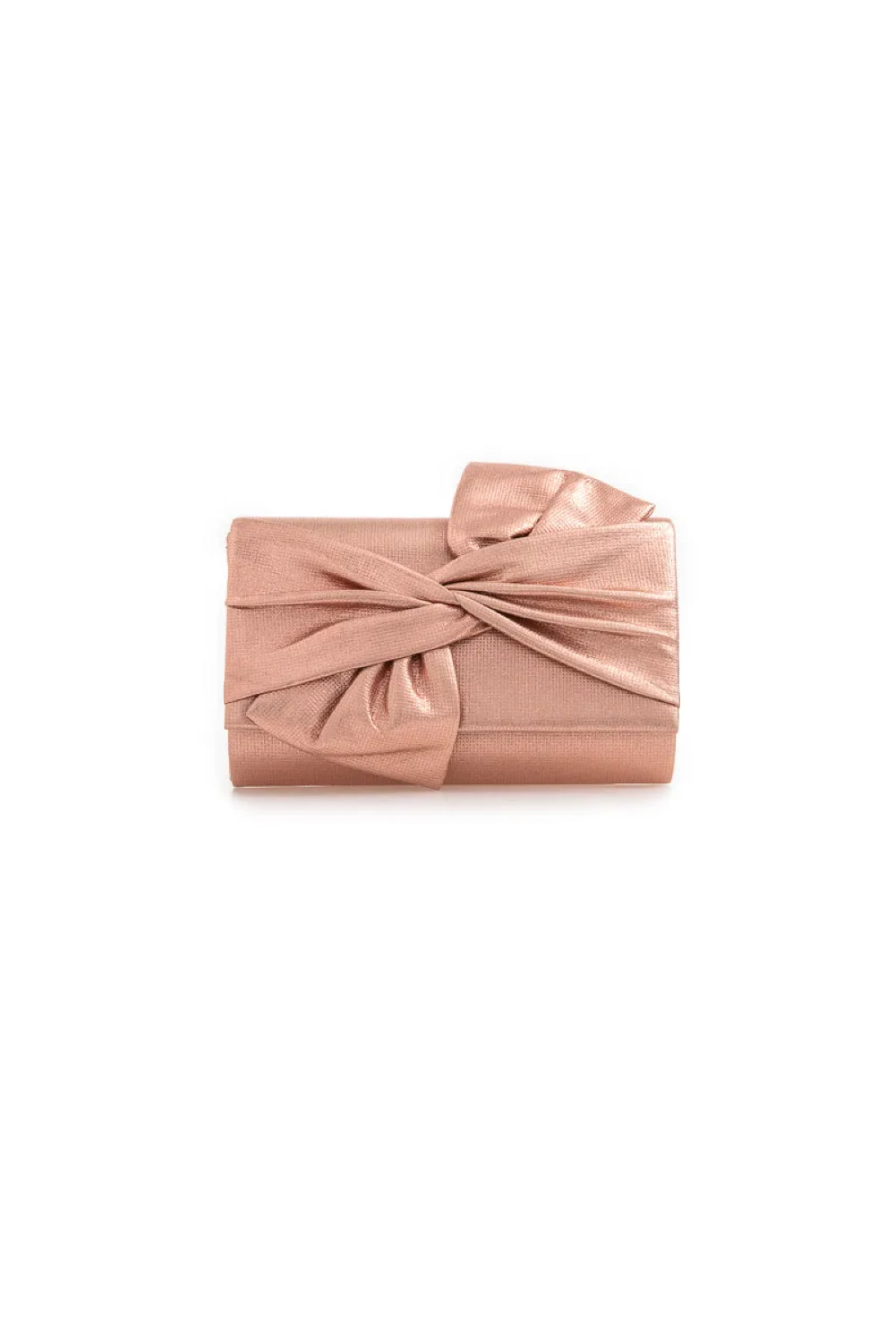 Champagne Evening Clutch Bag with Bow Detail-0
