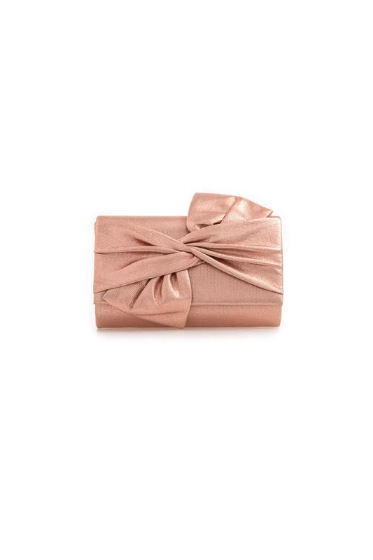 Champagne Evening Clutch Bag with Bow Detail-0
