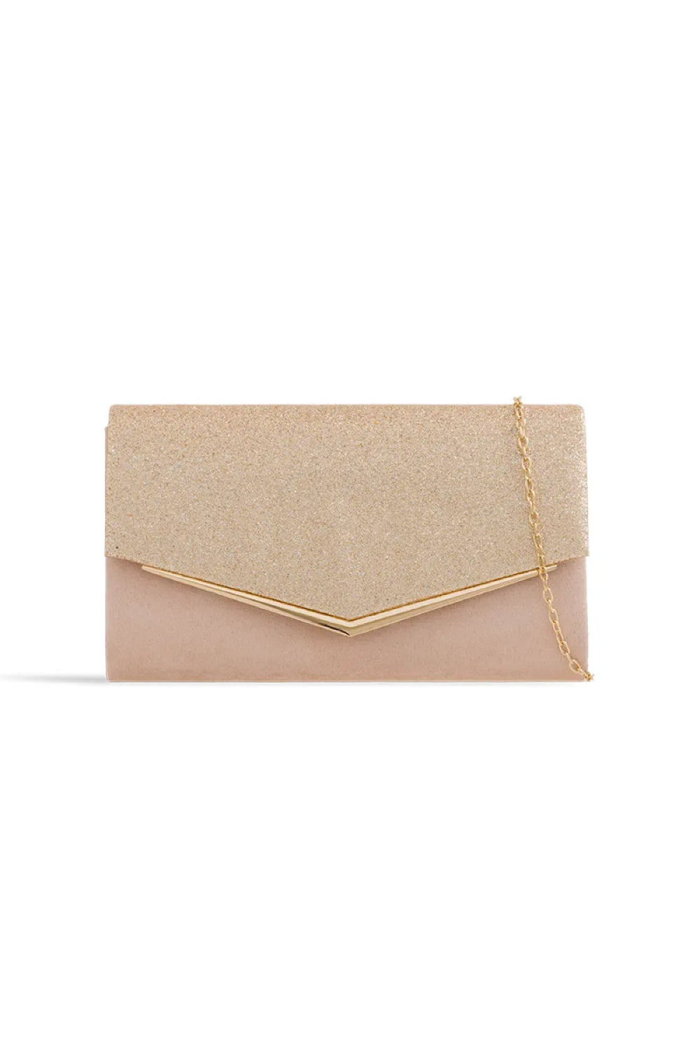Nude Blush Glitter Envelope Clutch Bag-1