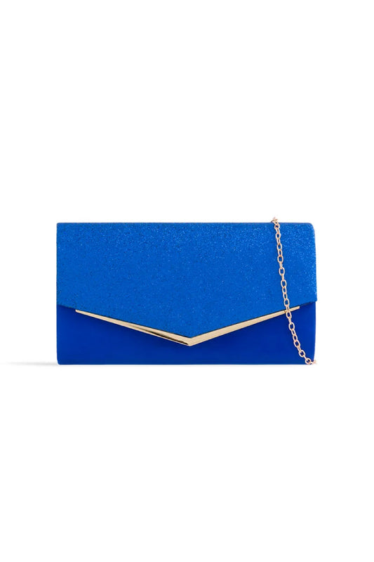 Royal Blue Glitter Envelope Clutch Bag-0