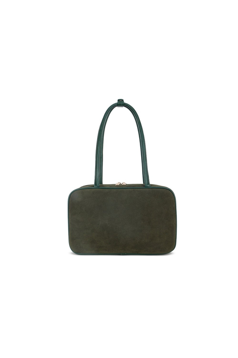 Olive Green Suedette Bowler Bag-0