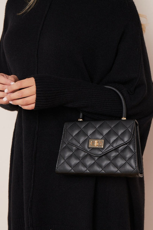 Black Small Top Handle Chain Bag-0