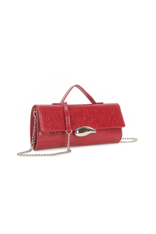 Red Croc Effect Clutch Bag-1