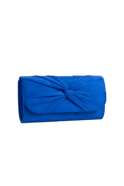 Royal Blue Suede Clutch Bag with Knot Detail-1