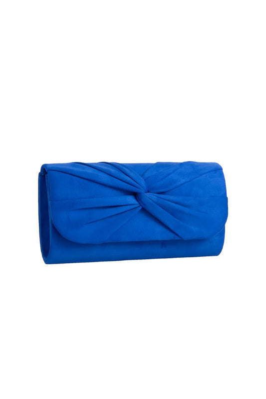 Royal Blue Suede Clutch Bag with Knot Detail-1