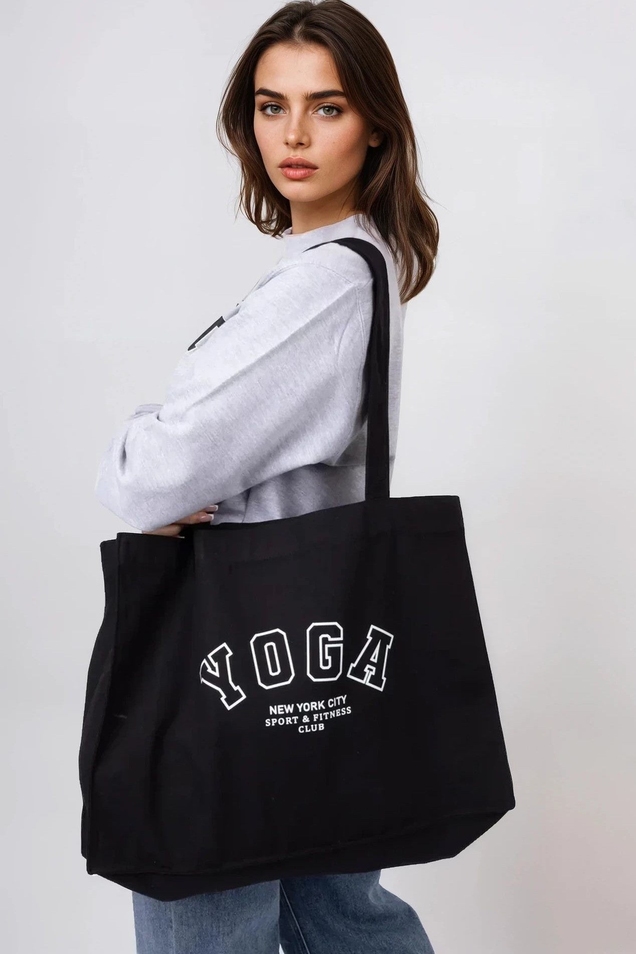 Black Yoga Canvas Tote Bag-0