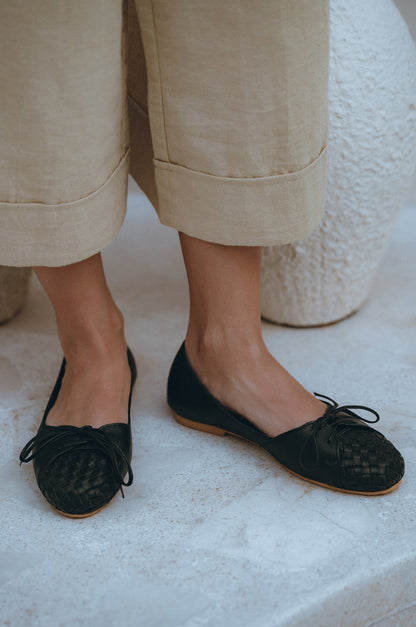 Alexandra Woven Leather Flats-0