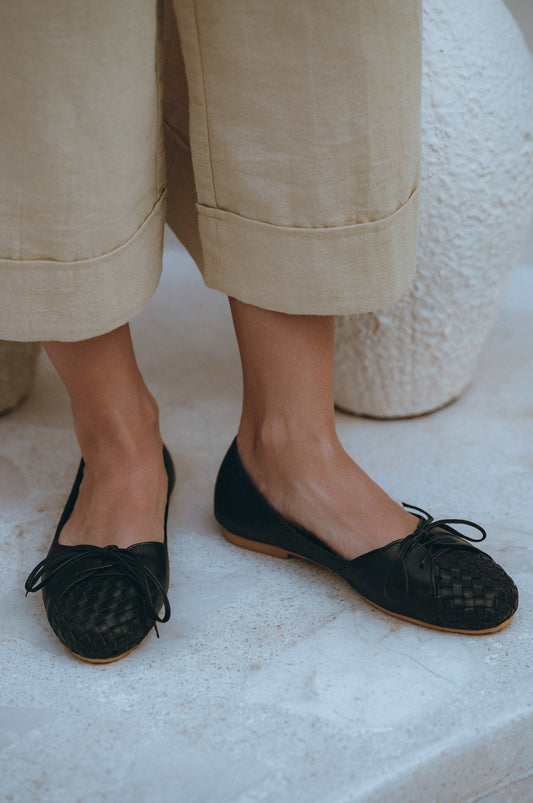 Alexandra Woven Leather Flats-0