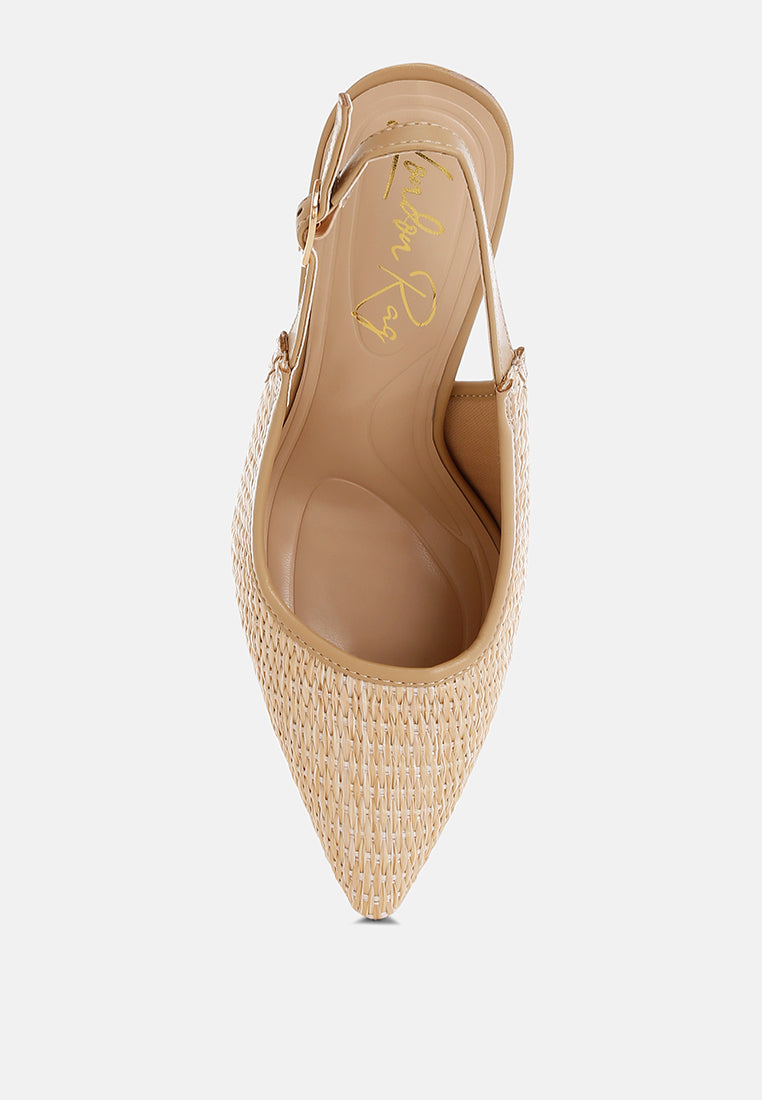 Alzbeta Raffia Pointy Toe Slingback Pumps-3