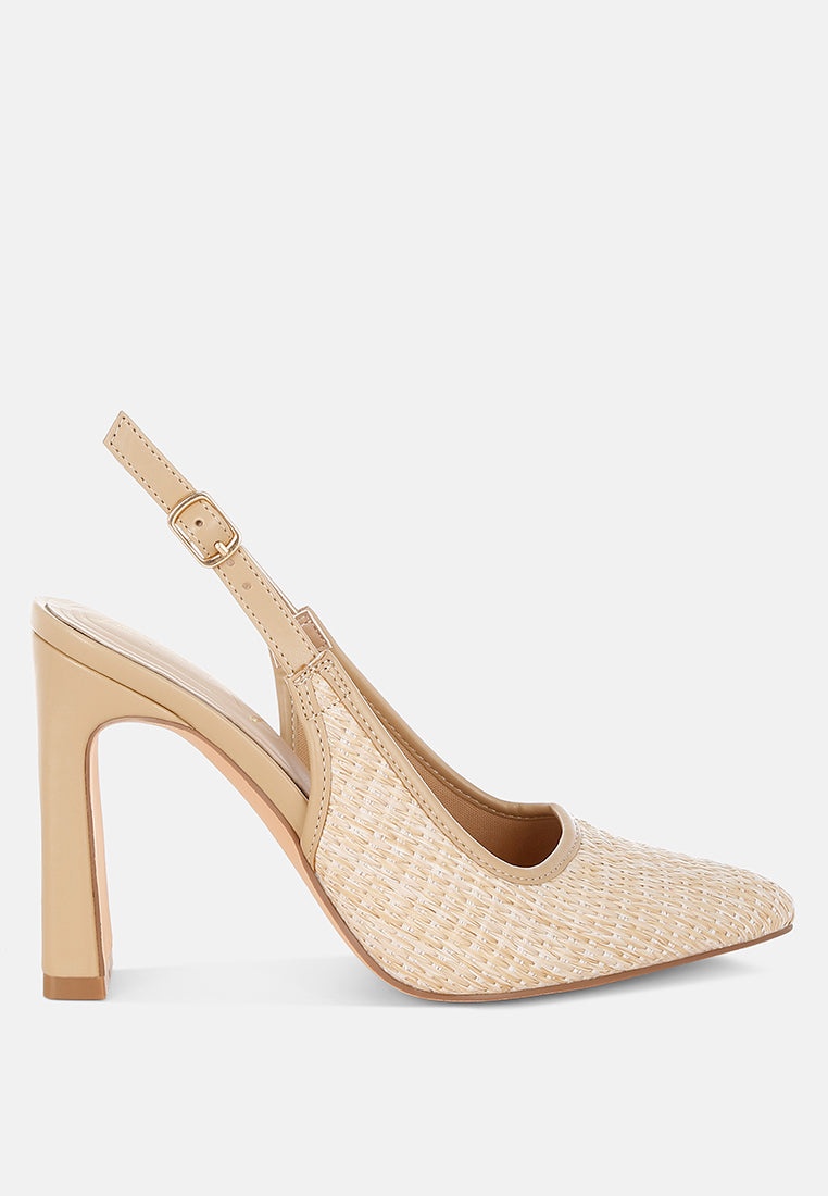 Alzbeta Raffia Pointy Toe Slingback Pumps-0