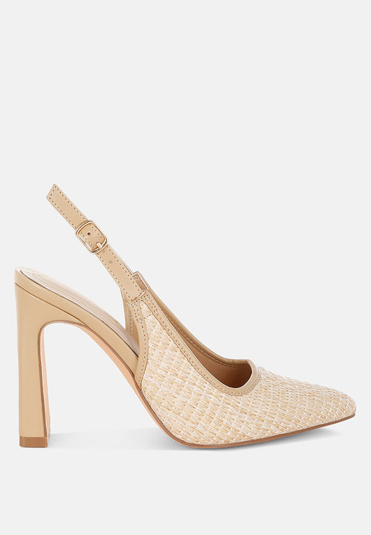 Alzbeta Raffia Pointy Toe Slingback Pumps-0