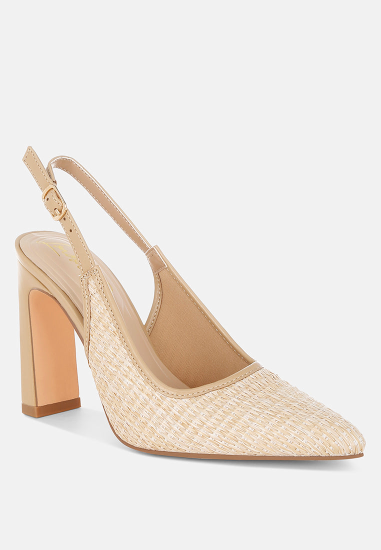 Alzbeta Raffia Pointy Toe Slingback Pumps-1
