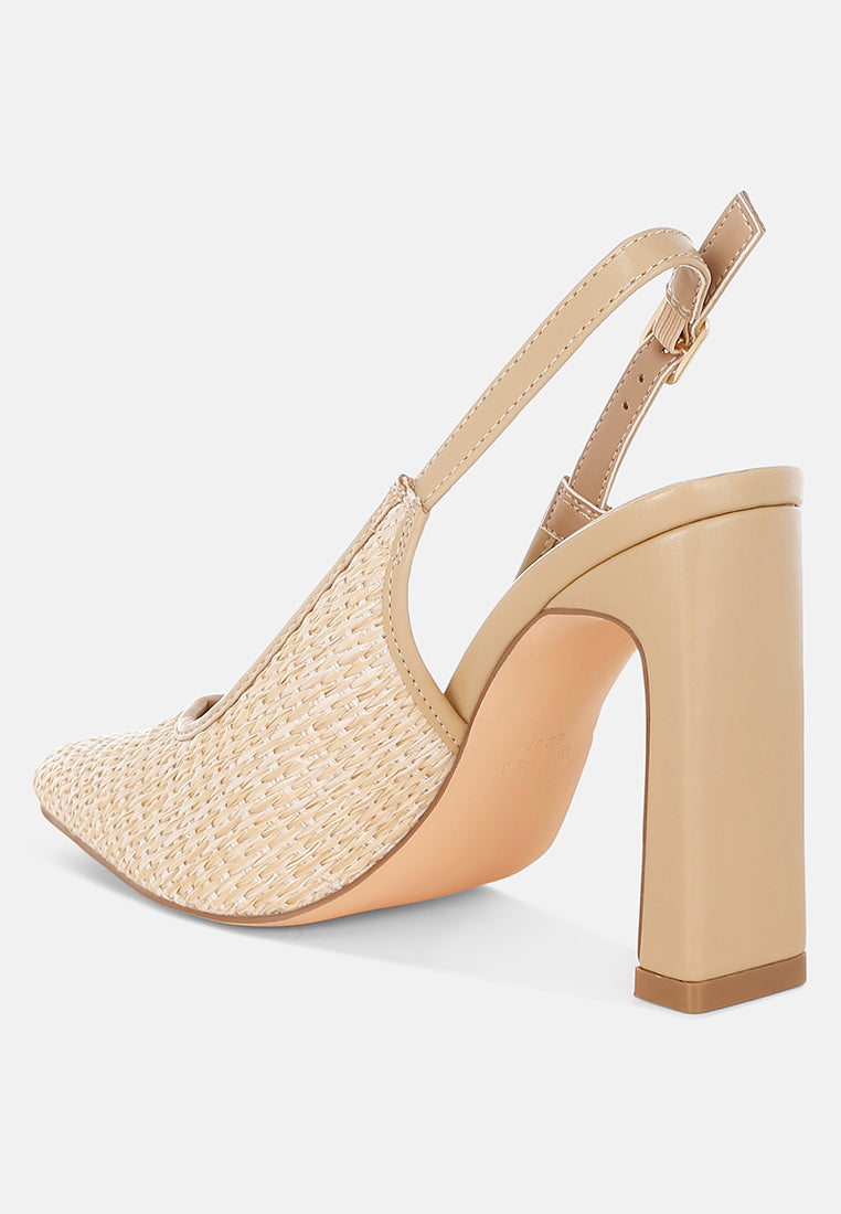 Alzbeta Raffia Pointy Toe Slingback Pumps-2