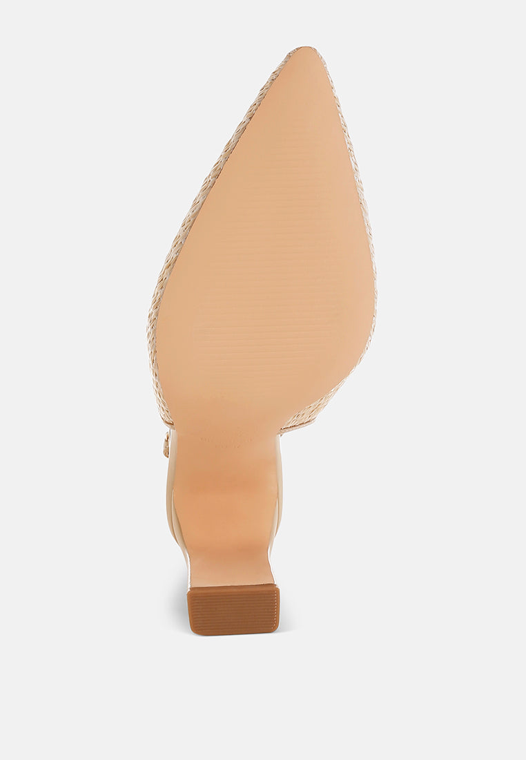 Alzbeta Raffia Pointy Toe Slingback Pumps-4