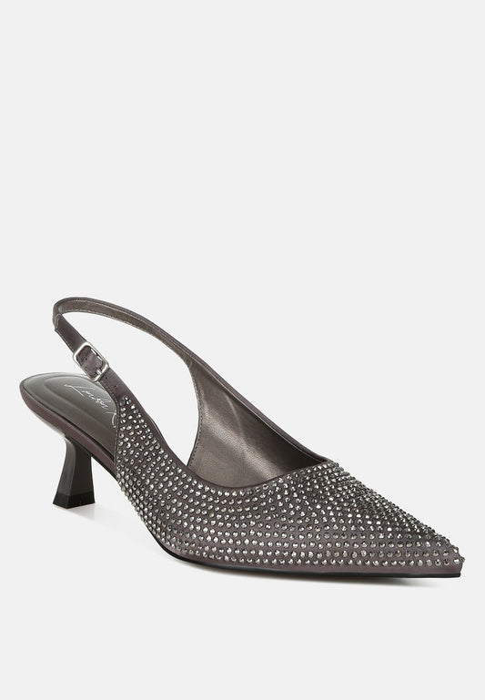 Amashi Rhinestones Embellished Slingback Sandals-1