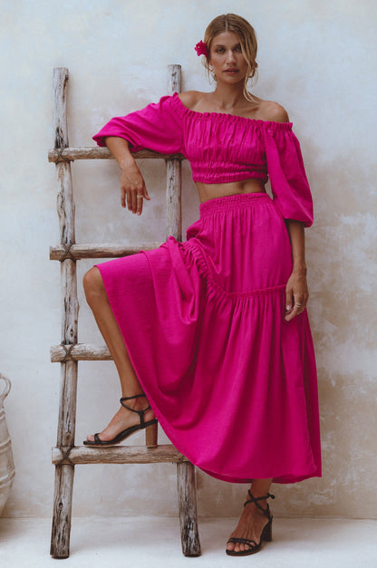 Annabelle Boho Linen Maxi Skirt-6
