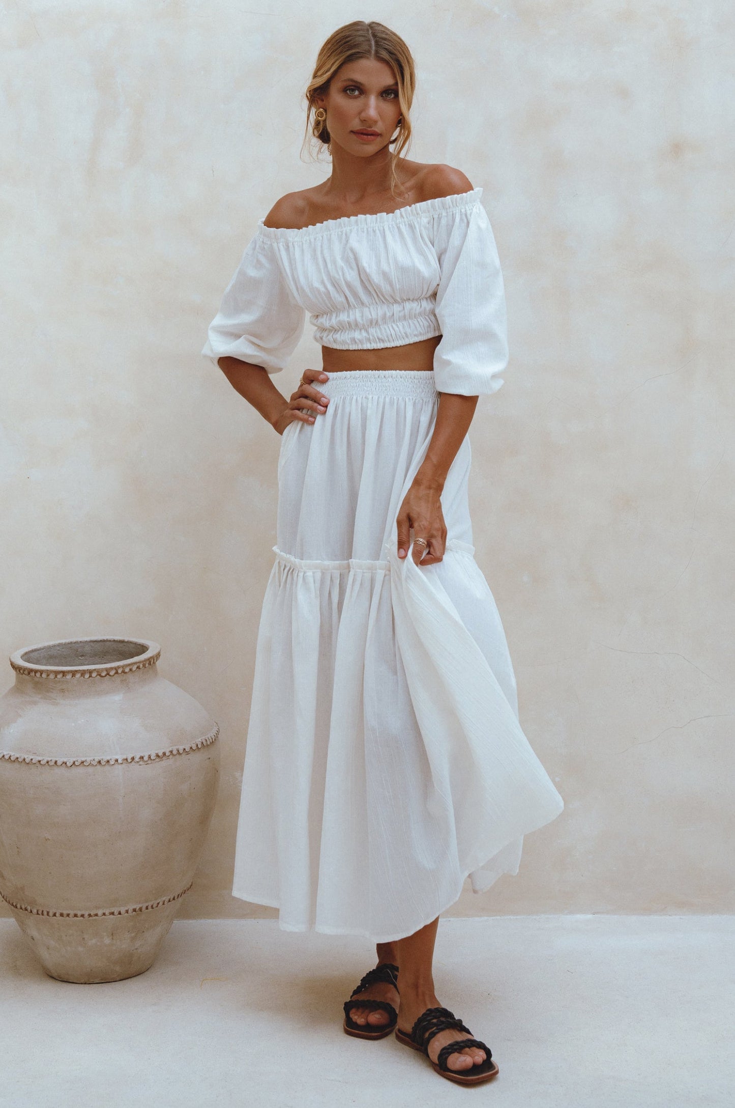 Annabelle Boho Linen Maxi Skirt-5