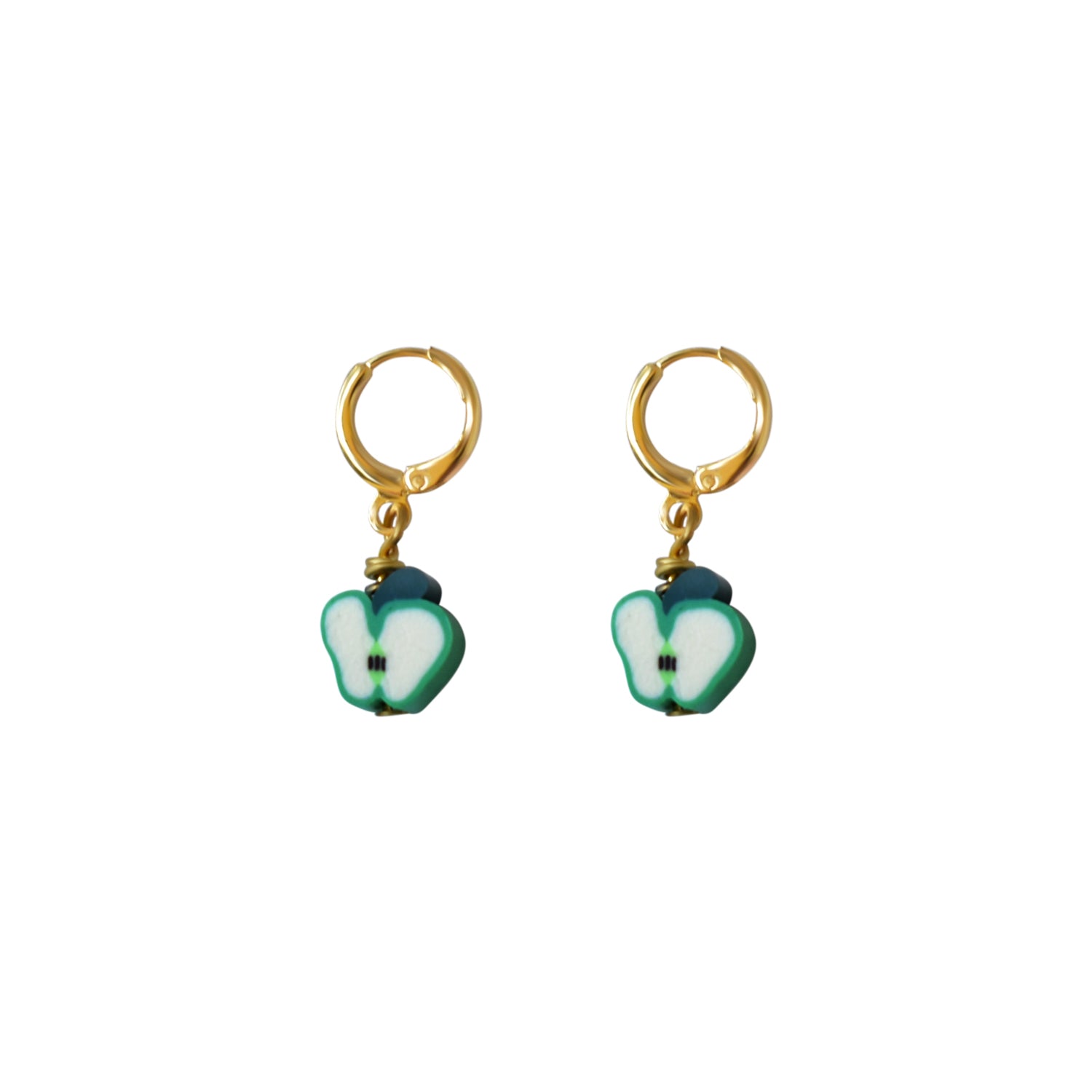 Green Apple Fruit Huggie Earrings | by Ifemi Jewels-0