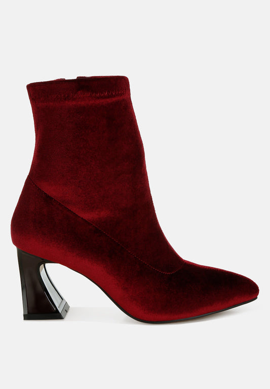 Arcturus Flared Block Heel Velvet Boots-0