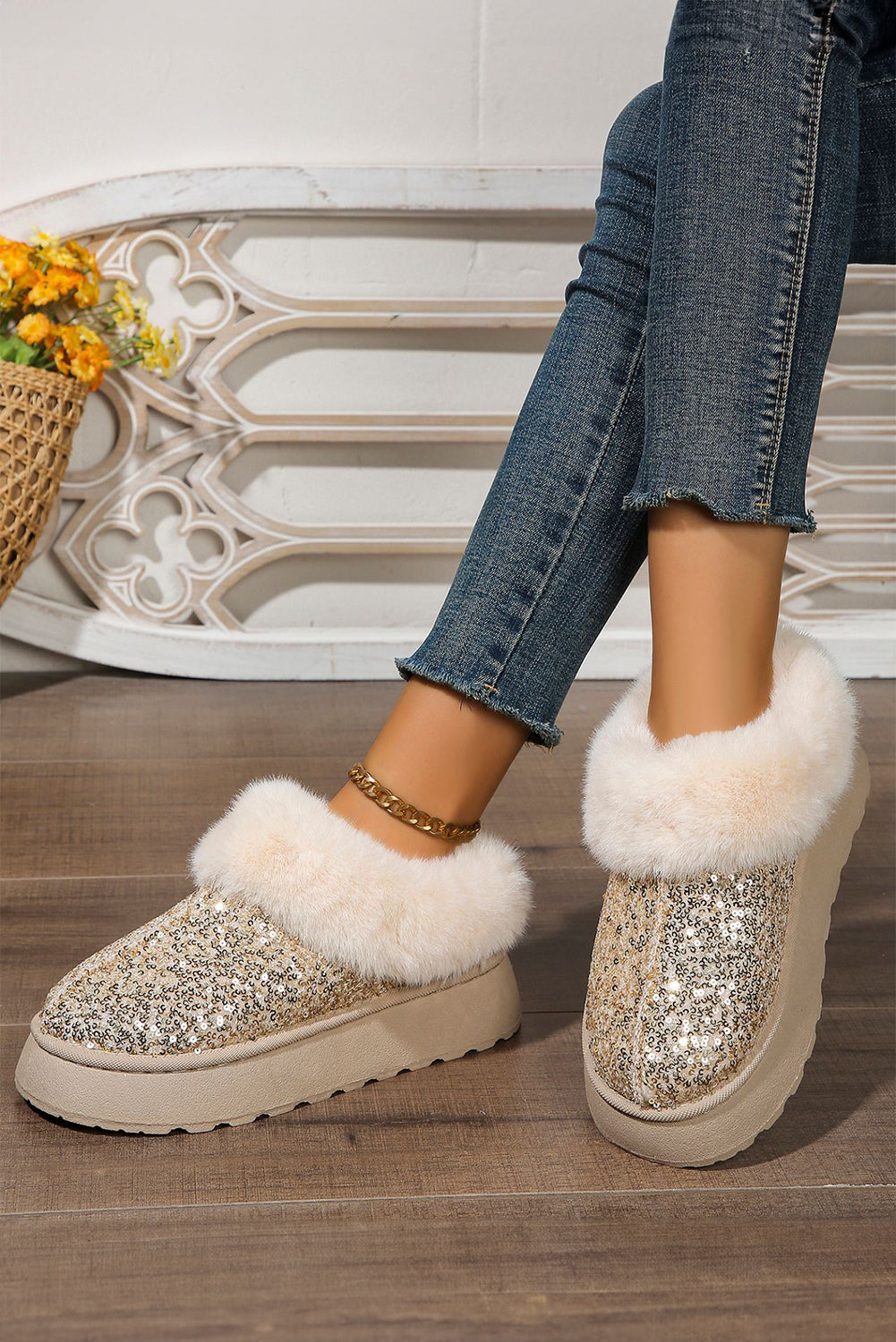 Lucia Sequin Thick Sole Snow Boots-2