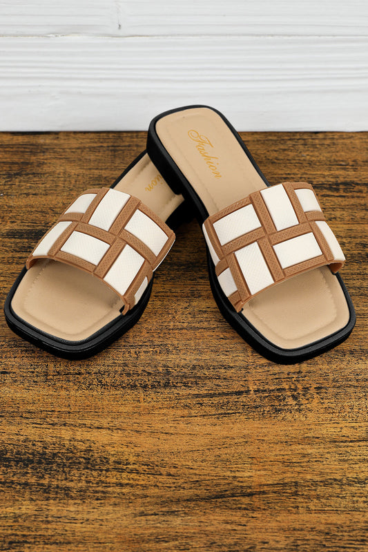 Two Tone Square Toe Slippers-1