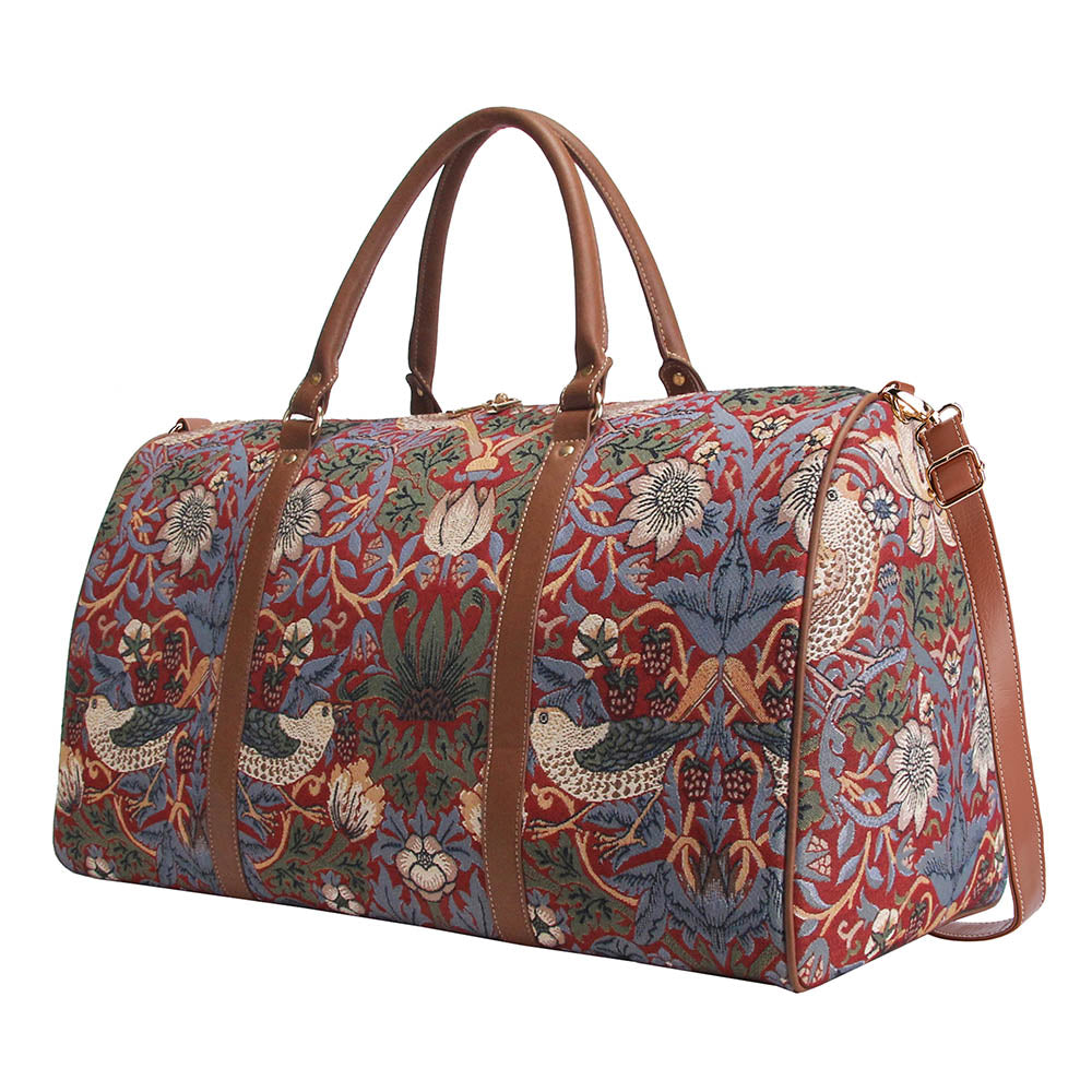 William Morris Strawberry Thief Red - Big Holdall Bag