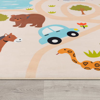 Kids Play-Mat Lilo with Wild Animals in Beige-2