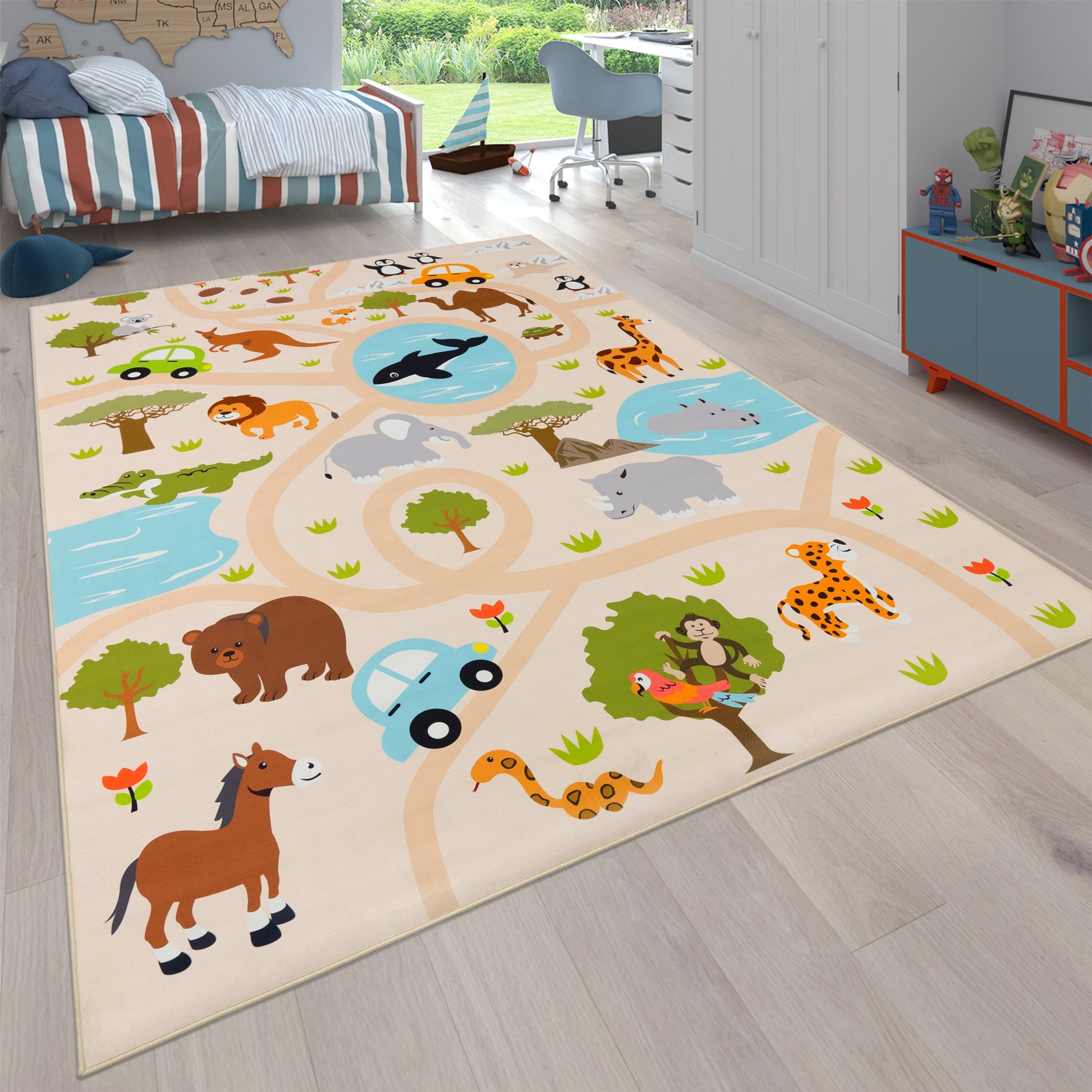 Kids Play-Mat Lilo with Wild Animals in Beige-0