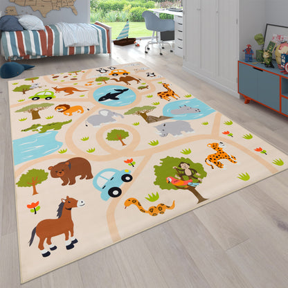 Kids Play-Mat Lilo with Wild Animals in Beige-0