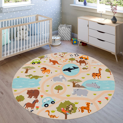 Kids Play-Mat Lilo with Wild Animals in Beige-4