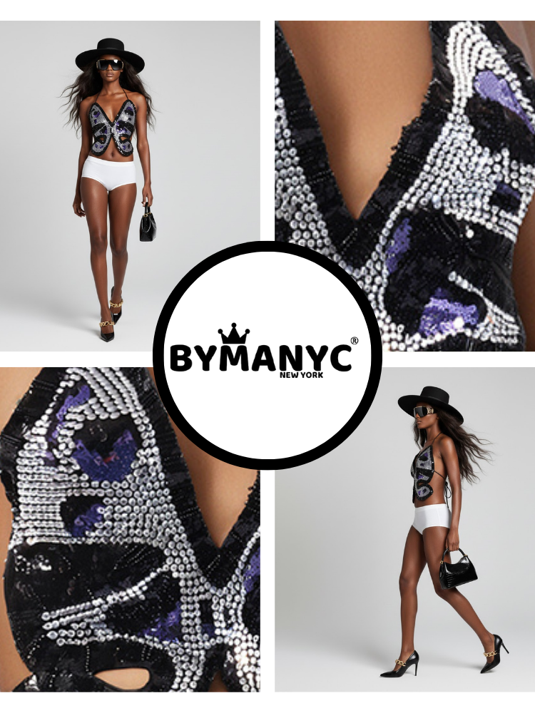 BROOKLYN Sequin Crop Top NYFW New Colecction BYMANYC ® New York-1