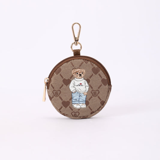 Signare London - B-Loved Bear Bubble Zip Purse Charm on Beige Monogram-0
