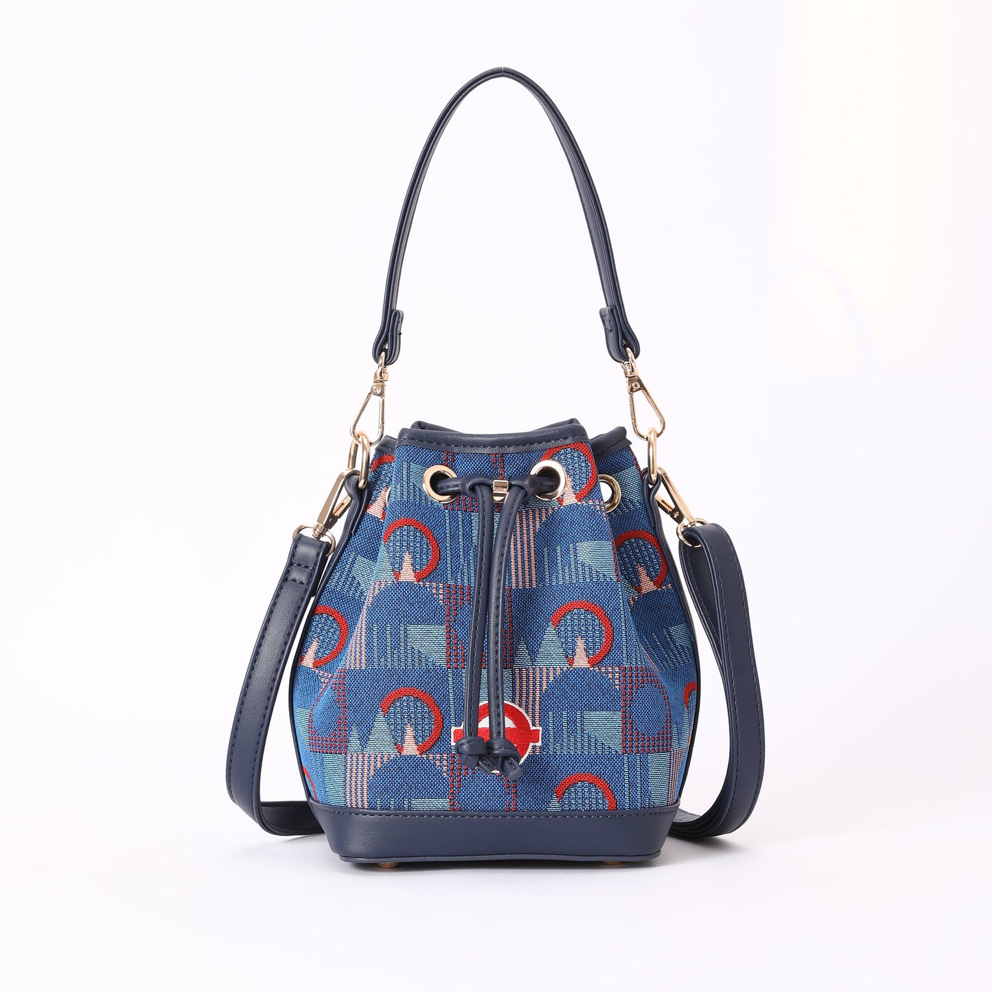 Signare London - Bucket Handbag TFL Piccadilly Moquette Red Roundel-0