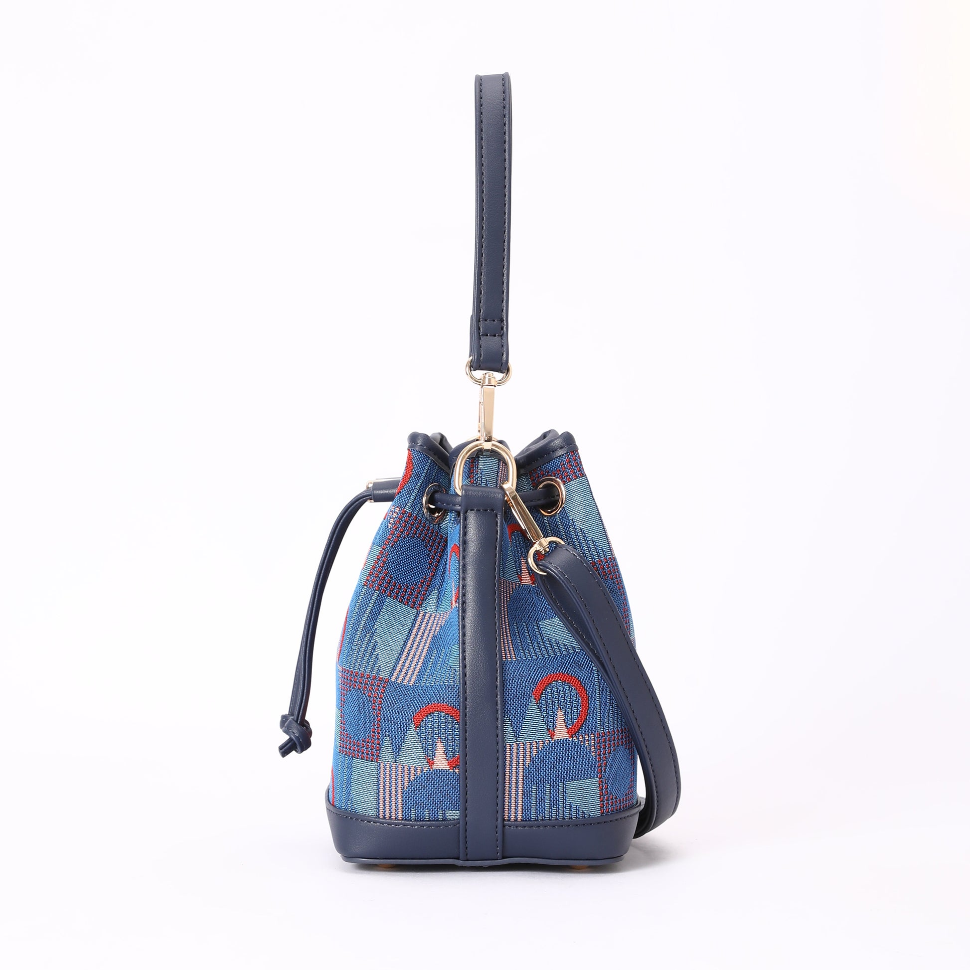 Signare London - Bucket Handbag TFL Piccadilly Moquette Red Roundel-1