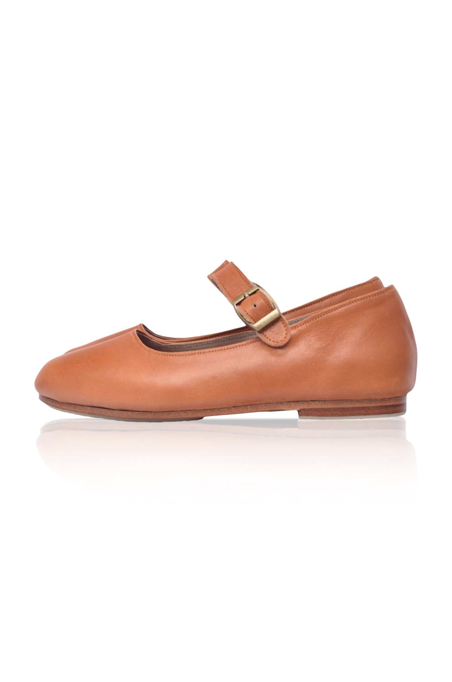 Belle Rose Round Toe Leather Flats-4