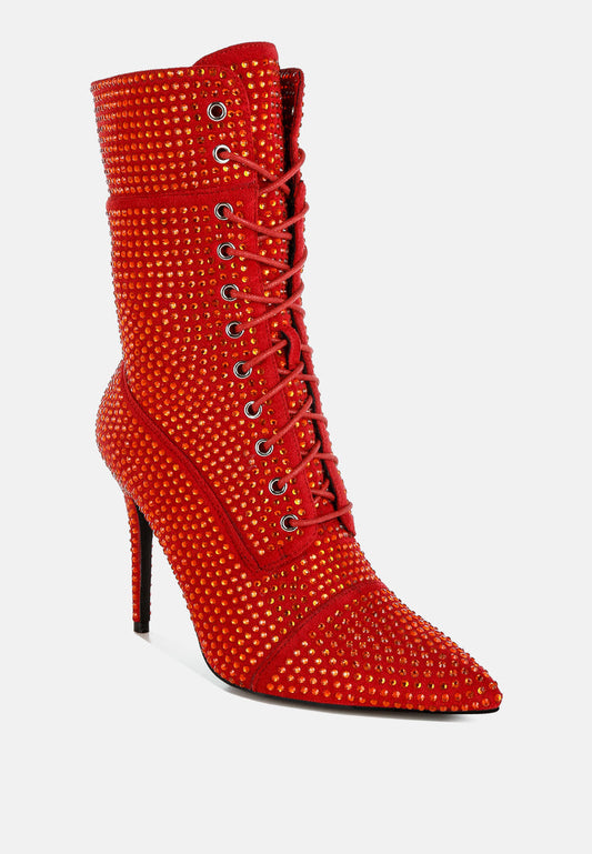 Bitetto Rhinestones Embellished Calf Boots-1