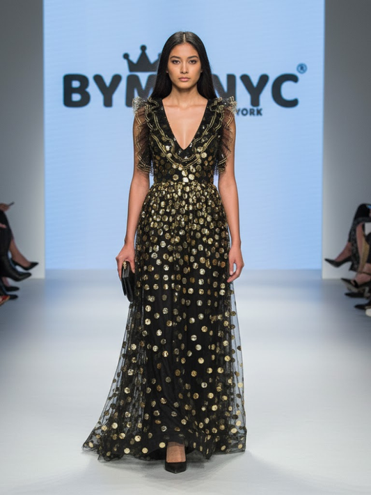 Black Floral Long Gala Dress SOHO: Prêt-à-Porter Line BYMANYC ® New York-0