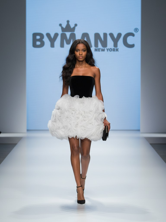 Black and White Mini Party Dress NOMAD: Prêt-à-Porter Line BYMANYC ® New York-0