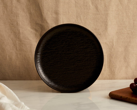 Enigma Black Porcelain Round Starter Plate-0