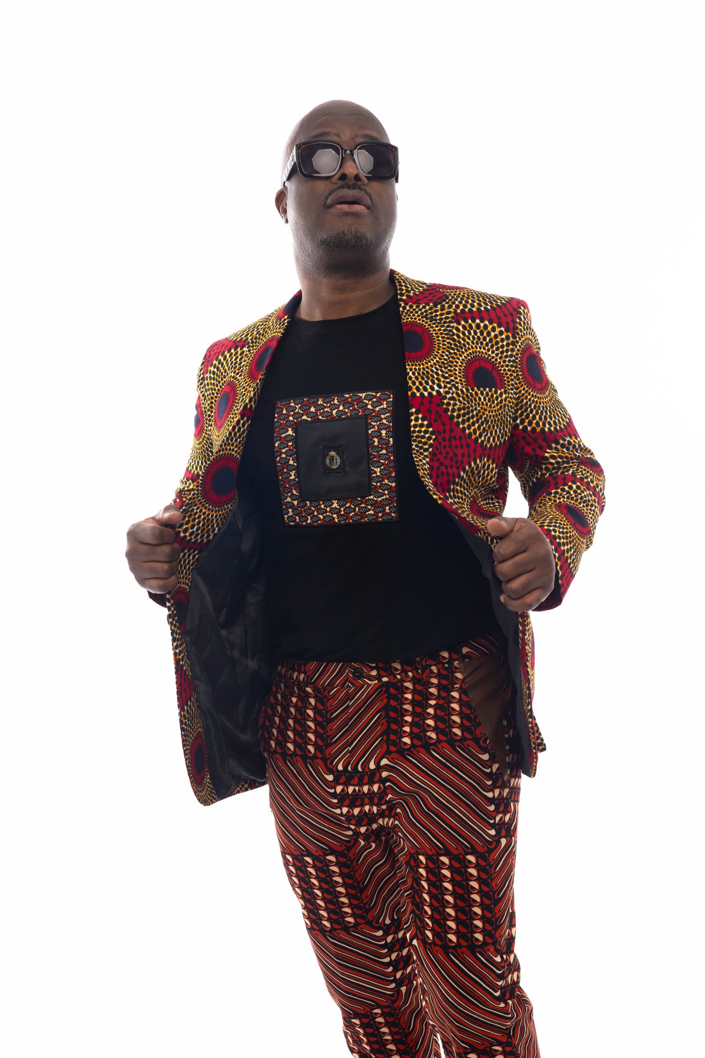 African Fashion Ankara Print Blazer (Concentric pattern)-2